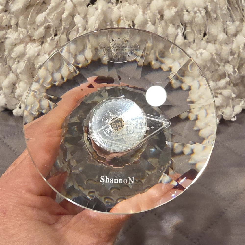 Shannon Afterglow Crystal Candlesticks Pair with Silver Accent Bands - Picture 7 of 13